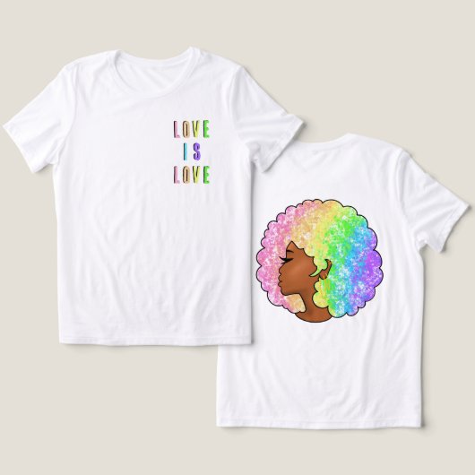 レインボーafro LGBTQ love is loveプライドブラック・ガール トライブレンドＴシャツ (デザイン正面&裏面)