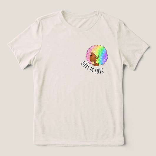 レインボーafro LGBTQ love is loveプライドブラック・ガール トライブレンドＴシャツ (デザイン正面)