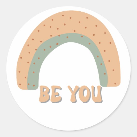 レインボーBe you self love引用文 ラウンドシール (正面)