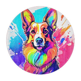 レインボーCorgi:アポップ・アートのートパピー・ジョイ カッティングボード