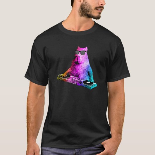 レインボーDjキャピバラハウスミュージック Tシャツ (正面)