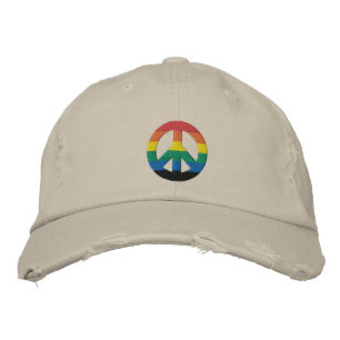 レインボーGLBT Peace Sign Hat 刺繍入りキャップ