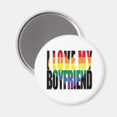 レインボーI愛するボーイフレンドハート マグネット (正面/裏面)