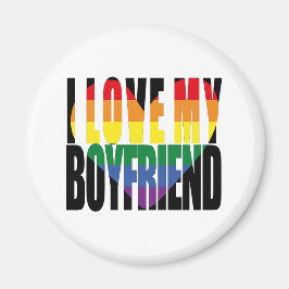 レインボーI愛するボーイフレンドハート マグネット