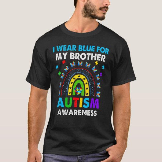 レインボーI衣服ブルーfor My Brother Autism Awarenes Tシャツ (正面)