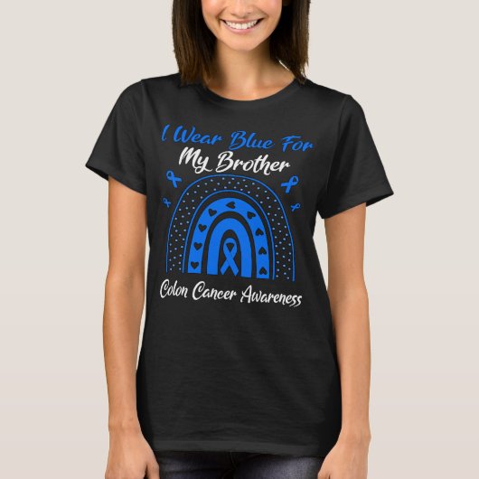 レインボーI衣服ブルーfor My Brother Colon Cancer Tシャツ (正面)
