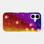 レインボーin象スキンレザーオプション，レインドロップ iPhone 16ケース (裏面横)