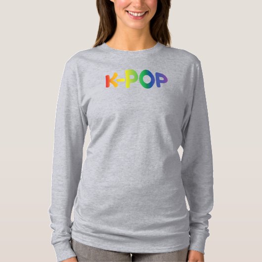 レインボーK-Pop Ver 2 長袖Tシャツ Tシャツ (正面)