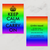 レインボーKeep Calm and Carry On 名刺 (正面/裏面)