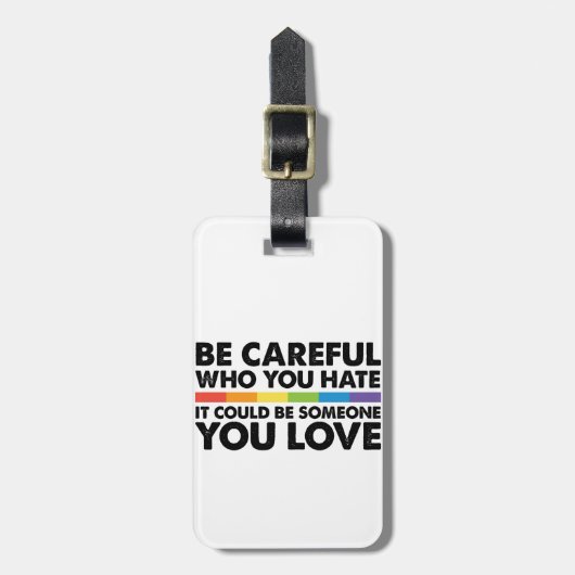 レインボーLGBTを嫌う人には気をつけろゲイプライド ラゲッジタグ (正面縦)