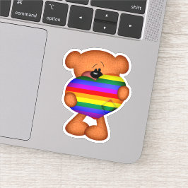 レインボーLGBTゲイプライドテディベアラブハート シール