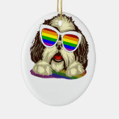 レインボーLGBTフラグゲイプライドシーズー(犬)Tzuドッグコピー セラミックオーナメント (右)