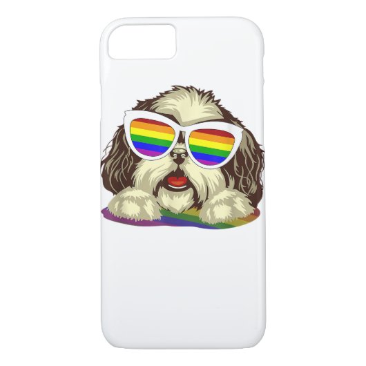 レインボーLGBTフラグゲイプライドシーズー(犬)Tzuドッグコピー Case-Mate iPhoneケース (裏面)