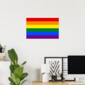 レインボーLGBTフラグ付きキャンバス印刷 ポスター (ホームオフィス)