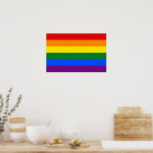 レインボーLGBTフラグ付きキャンバス印刷 ポスター (キッチン)