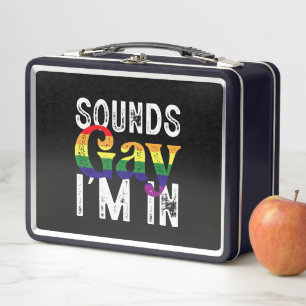 レインボーLGBTフラッグ プライドマンス Sounds Gay I'm In メタルランチボックス