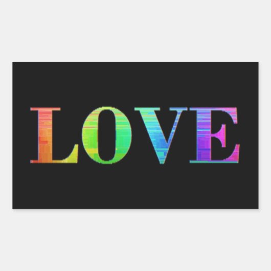 レインボーLGBTラブブラックカラーステッカー 長方形シール (正面)