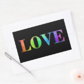 レインボーLGBTラブブラックカラーステッカー 長方形シール (封筒)