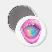 レインボーLGBT一愛セクシーな口を味わう マグネット (正面/裏面)