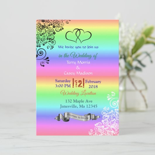 レインボーLGBT結婚式招待状 招待状 (スタンド正面)