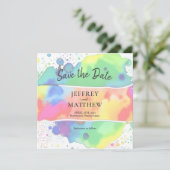 レインボーLGBT ゲイ レズビアン 水彩画 Save the Date セーブザデート (スタンド正面)