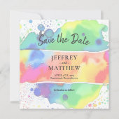 レインボーLGBT ゲイ レズビアン 水彩画 Save the Date セーブザデート (正面)