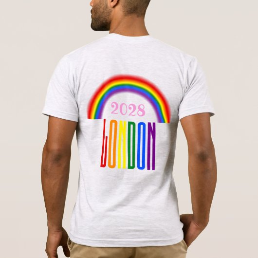 レインボーLGBTQアドイヤーまたは文字ロンドンプライド Tシャツ (裏面)