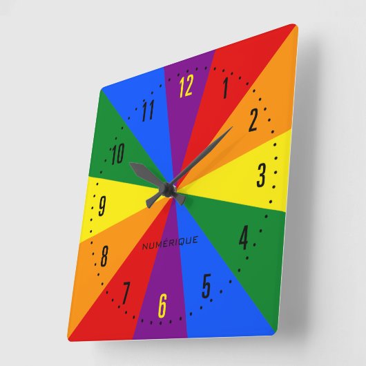 レインボーLGBTQアメリカプライドダイバーシティ国旗 スクエア壁時計 (傾斜)