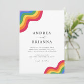 レインボーLGBTQゲイQRコードプライドすべて結婚の 招待状 (スタンド正面)
