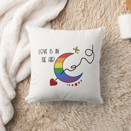 レインボーLGBTQフラッグ 愛は空気中にある クッション (ブランケット)