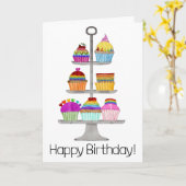 レインボーLGBTQプライドカップケーキ誕生日カード カード (黄色い花)