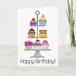 レインボーLGBTQプライドカップケーキ誕生日カード カード