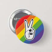 レインボーLGBTQ離れプライド同盟との平和サインの手 缶バッジ (正面&裏面)