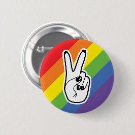 レインボーLGBTQ離れプライド同盟との平和サインの手 缶バッジ