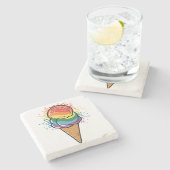 レインボーLGBTQ+プライドアイスクリーム ストーンコースター (横)