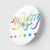 レインボーLGBTQIAレズビアンゲイサポート ラウンド壁時計 (傾斜)