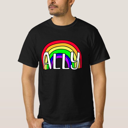レインボーLGBTQIA+アリー |プライドフラグ Tシャツ (正面)