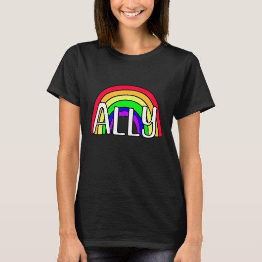 レインボーLGBTQIA+アリー |プライドフラグ Tシャツ (正面)