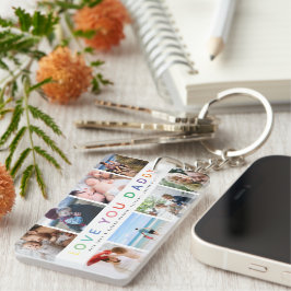 レインボー'LOVE YOU DADDY'フォトコラージュキープサケ キーホルダー