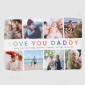 レインボー'LOVE YOU DADDY'フォトコラージュキープサケ ゴルフタオル (横)
