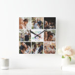 レインボー'LOVE YOU DADDY'フォトコラージュキープサケ スクエア壁時計<br><div class="desc">この写真コラージュの壁時計で独自の特別な父の日シンプルの贈り物を作成する。虹のタイポグラフィ「LOVE YOU DADDY」とモダン8枚の正方形の写真と年に合わせてパーソナライズ。</div>