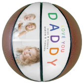 レインボー'LOVE YOU DADDY'フォトコラージュキープサケ バスケットボール (縦)