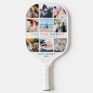 レインボー'LOVE YOU DADDY'フォトコラージュキープサケ ピックルボールラケット