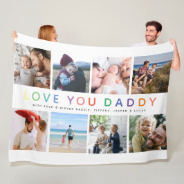 レインボー'LOVE YOU DADDY'フォトコラージュキープサケ フリースブランケット