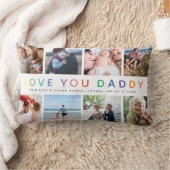 レインボー'LOVE YOU DADDY'フォトコラージュキープサケ ランバークッション (ブランケット)