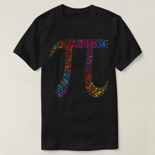 レインボーPi番号おもしろいPi 314数学先生スタッド Tシャツ (デザイン正面)