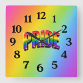 レインボーPRIDE LGBTQIA+コミュニティ スクエア壁時計 (正面)