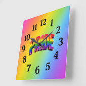 レインボーPRIDE LGBTQIA+コミュニティ スクエア壁時計 (傾斜)