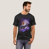 レインボーTシャツのチキン乗り宇宙 Tシャツ (正面フル)
