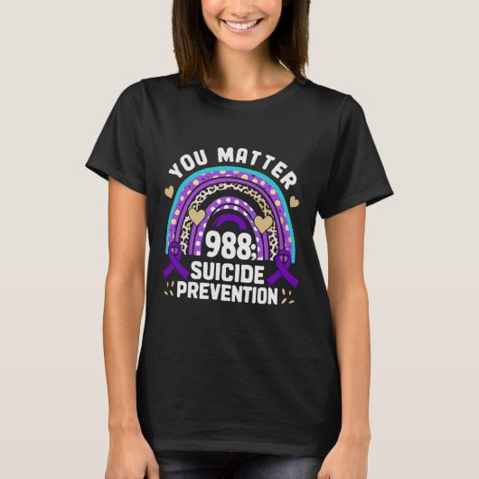 レインボーYou問題988自殺防止アワレネ Tシャツ (正面)